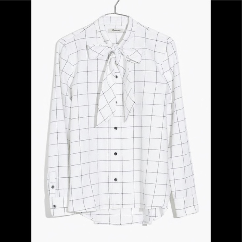 Madewell Flannel tie neck shirt